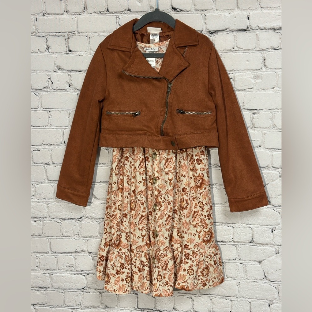 Nicole Miller Brown Jacket and Floral Dress Set
